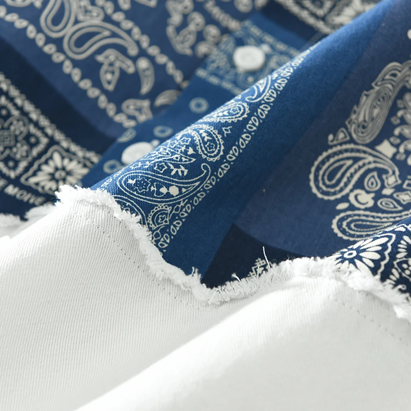 Paisley Patchwork Shirt for Men Cotton Long Sleeve Shirts Loose Plus Size Men's Clothing - Image 3