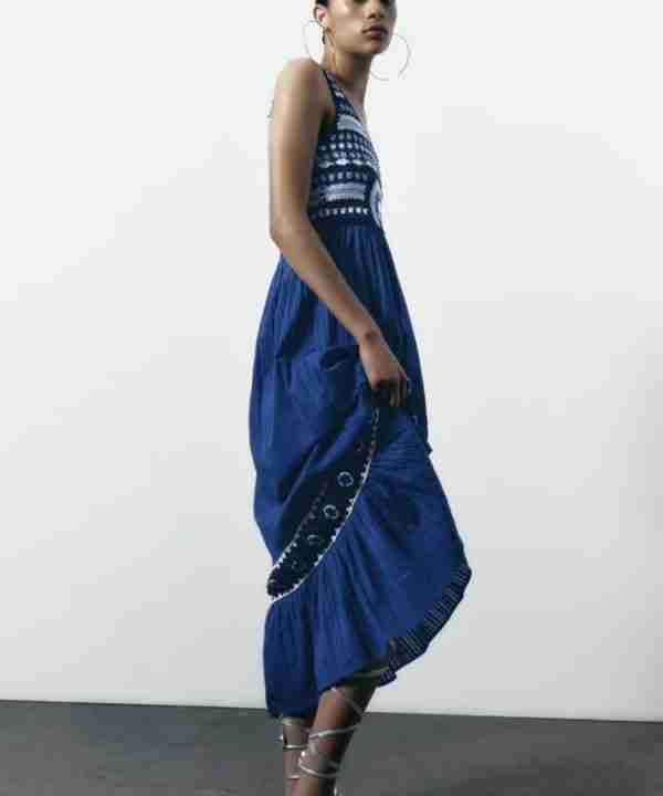 Alternative view of Summer Retro All Match Crochet Knitted Stitching Dress